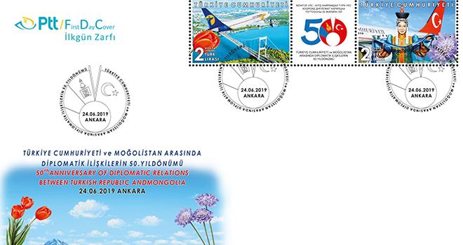 Turkey’s Postal Service (PTT) released a new stamp for the 50th anniversary of diplomatic relations between Mongolia and Turkey